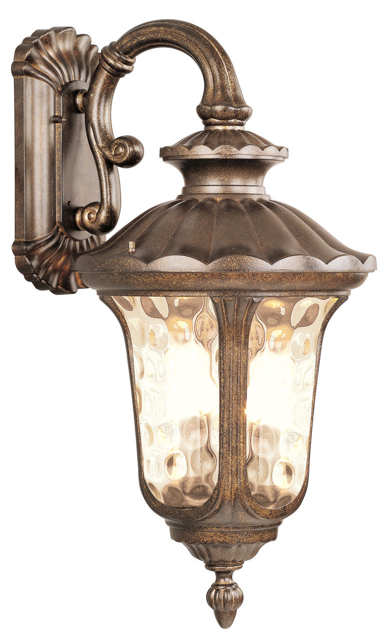 LIVEX Lighting 7663-50 Oxford Outdoor Wall Lantern in Moroccan Gold (3 Light)