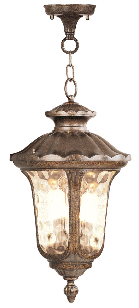 LIVEX Lighting 7665-50 Oxford Chain Lantern in Moroccan Gold (3 Light)
