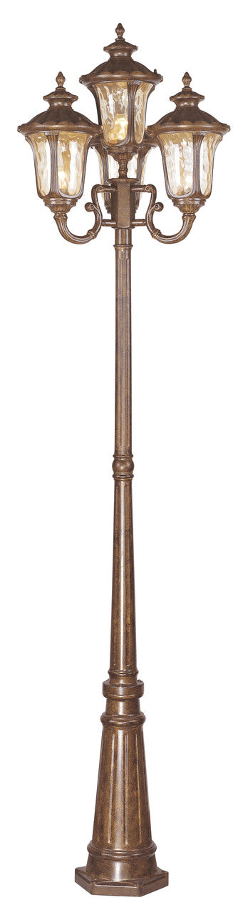 LIVEX Lighting 7669-50 Oxford Outdoor 4 Head Post in Moroccan Gold (4 Light)