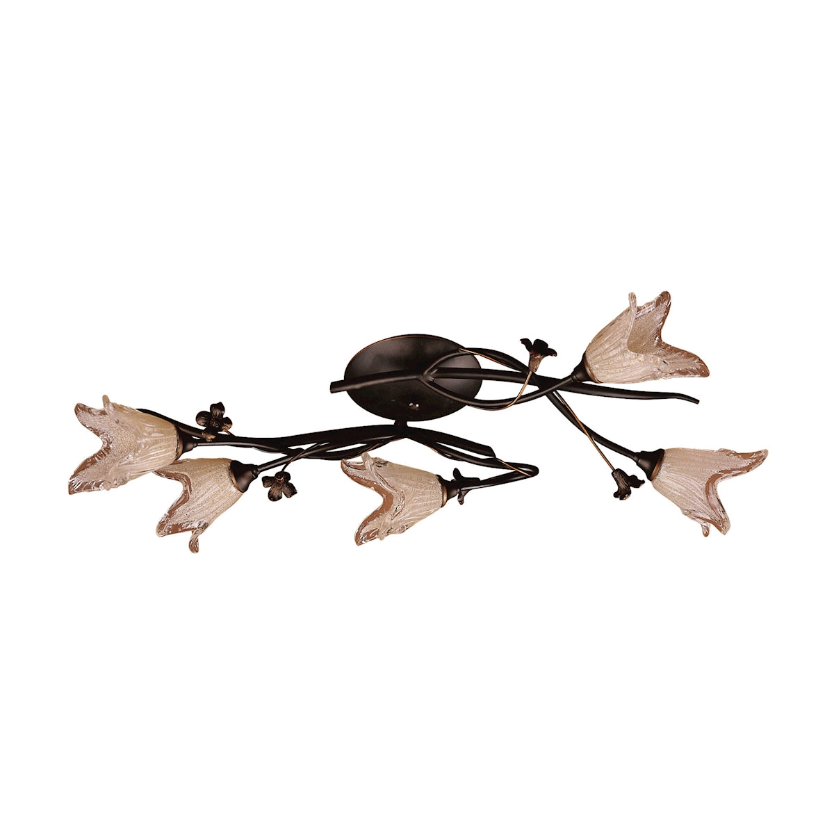 ELK Lighting 7956/5 Fioritura 5-Light Flush Mount in Aged Bronze with Floral-shaped Glass