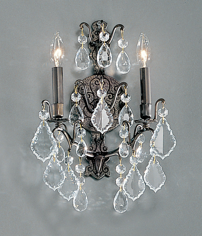 Classic Lighting 8000 AB Versailles Crystal/Cast Brass Wall Sconce in Antique Bronze