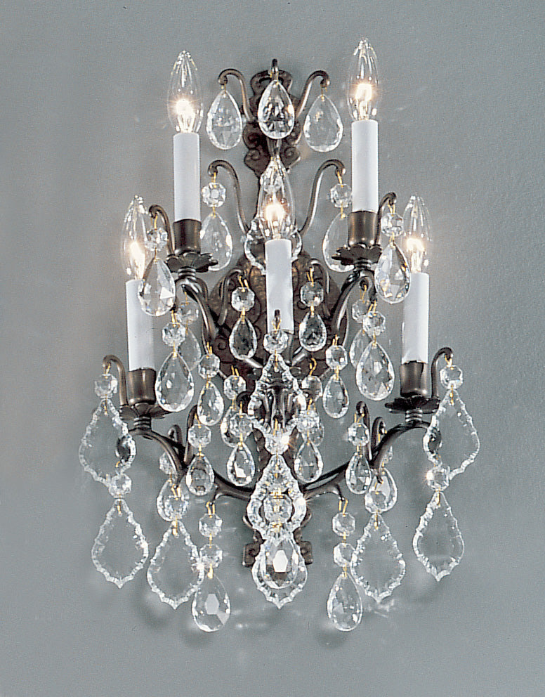 Classic Lighting 8002 AB Versailles Crystal/Cast Brass Wall Sconce in Antique Bronze