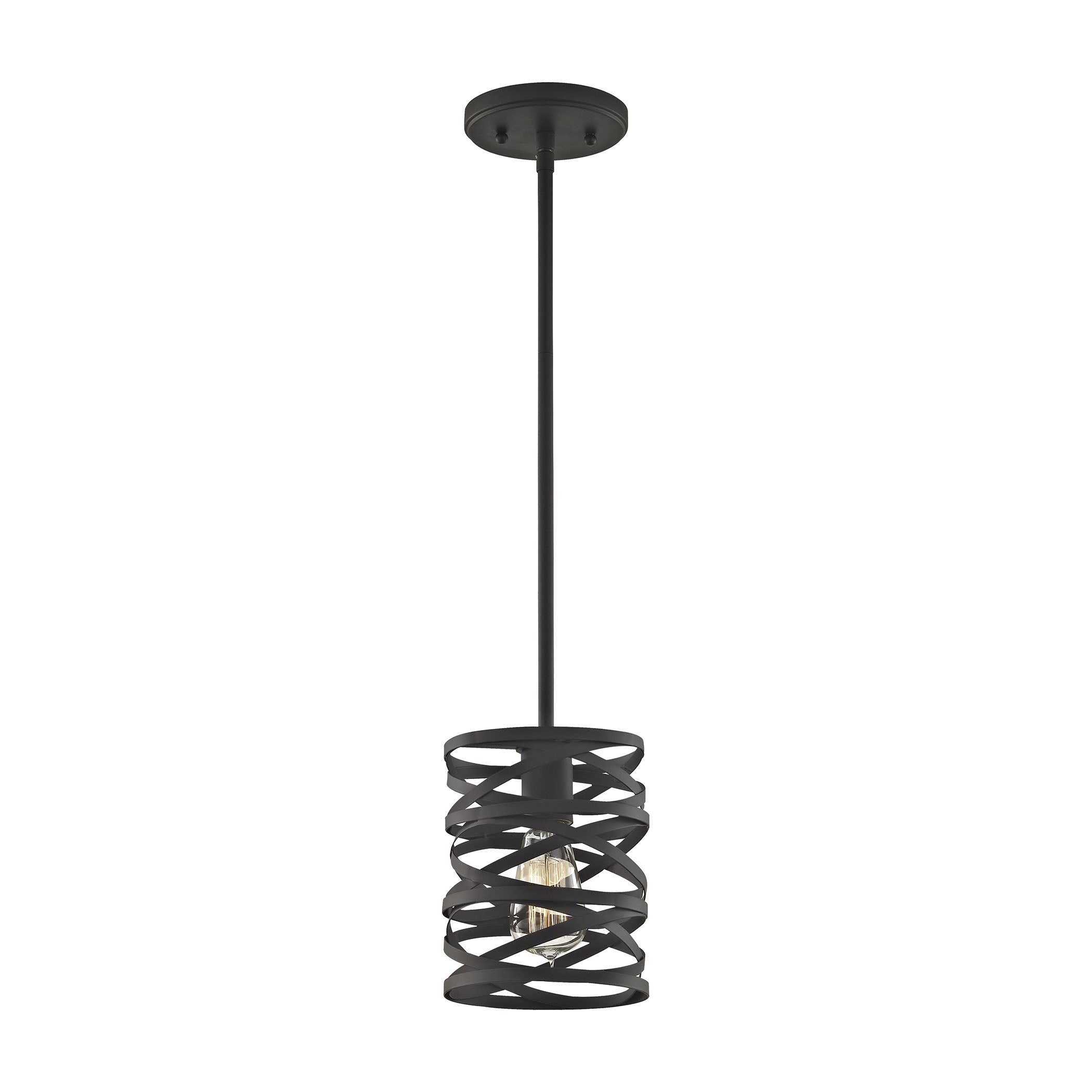 ELK Lighting 81184/1-LA Vorticy 1-Light Mini Pendant in Oil Rubbed Bronze with Metal Cage - Includes Adapter Kit