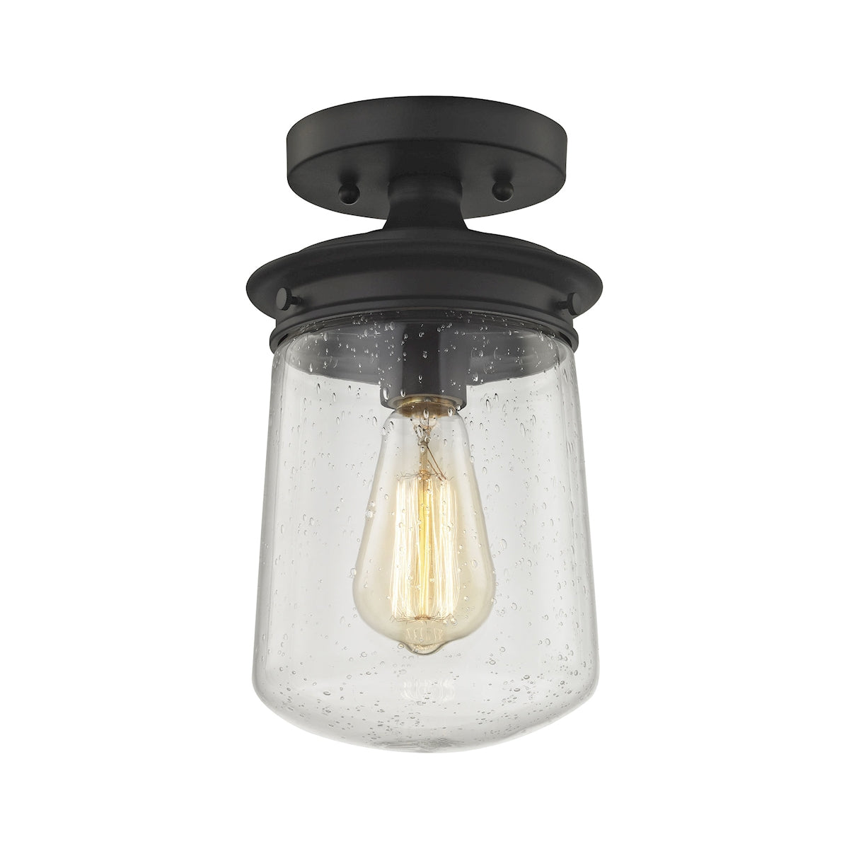 ELK Lighting 81224/1 Hamel 1-Light Semi Flush in Oil Rubbed Bronze with Clear Seedy Glass