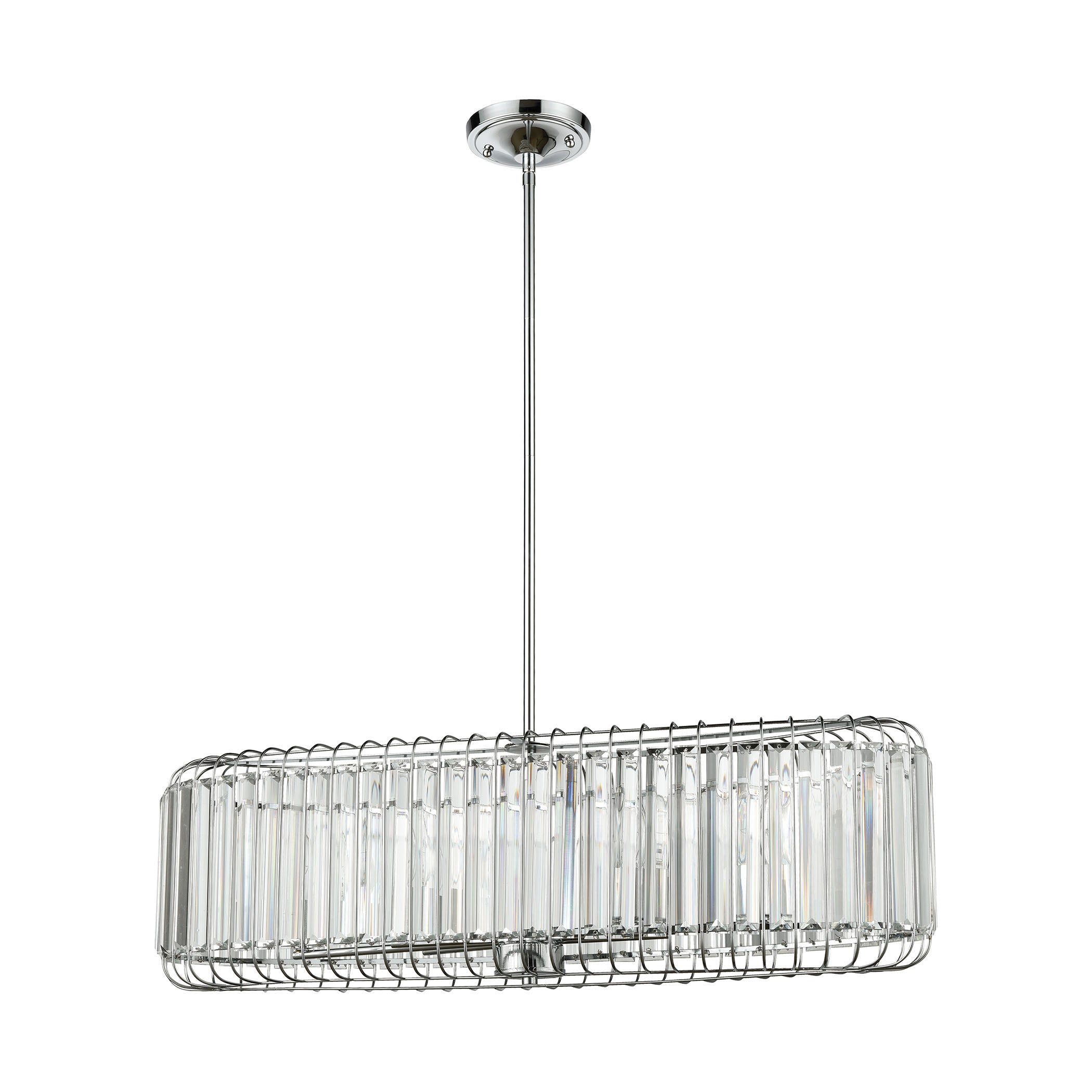 ELK Lighting 81326/6 Beaumont 6-Light Linear Chandelier in Polished Chrome with Clear Crystal