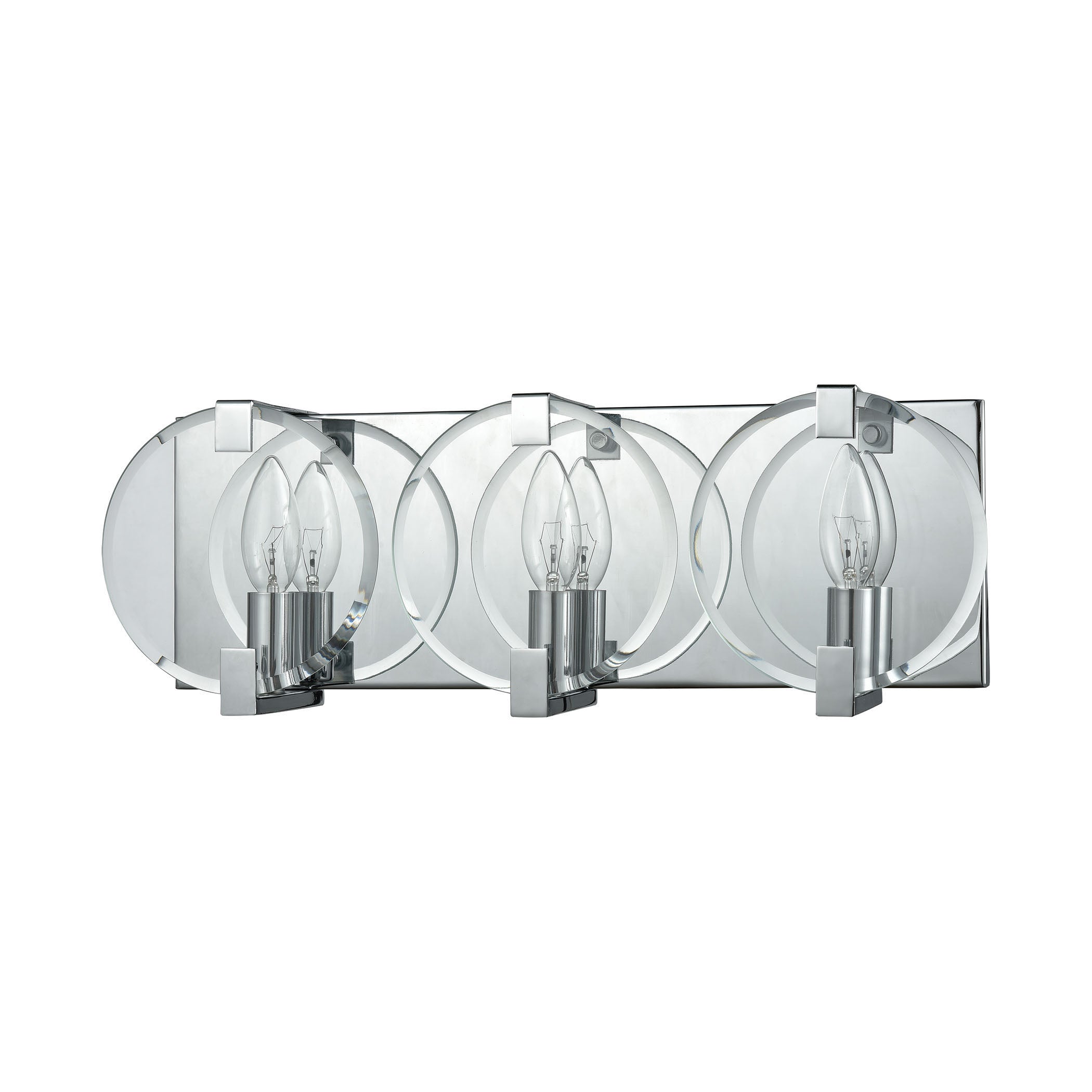 ELK Lighting 81341/3 Clasped Glass 3-Light Vanity Sconce in Polished Chrome with Clear Beveled Glass