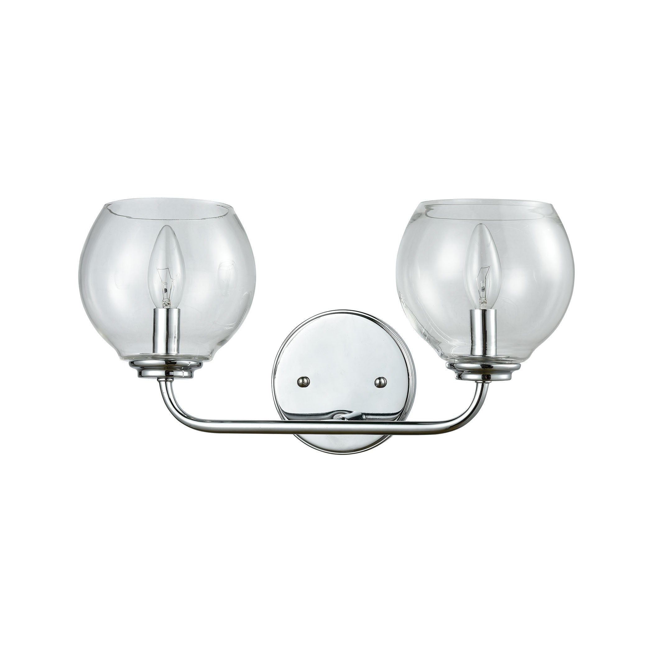 ELK Lighting 81361/2 Emory 2-Light Vanity Lamp in Polished Chrome with Clear Blown Glass