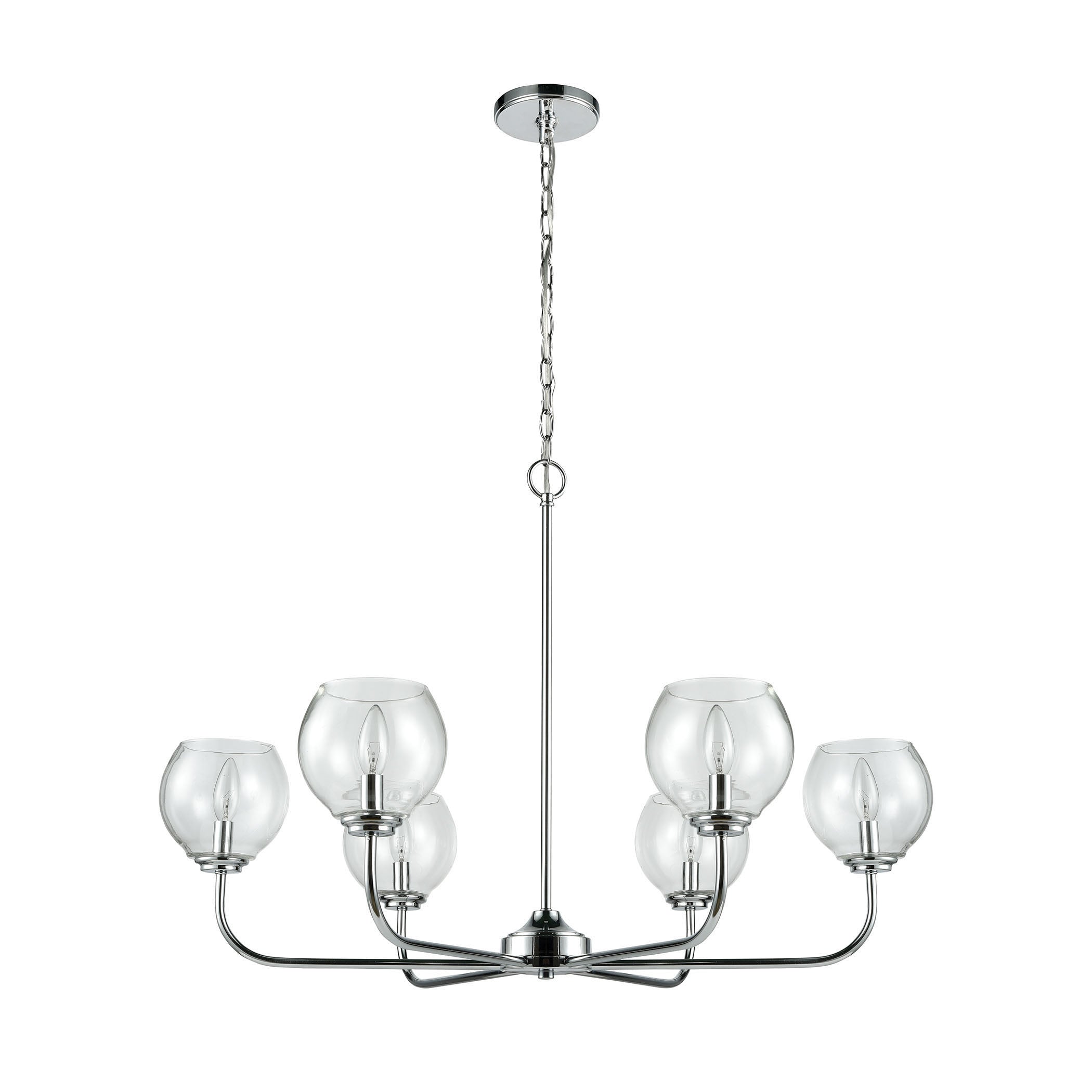 ELK Lighting 81364/6 Emory 6-Light Chandelier in Polished Chrome with Clear Blown Glass