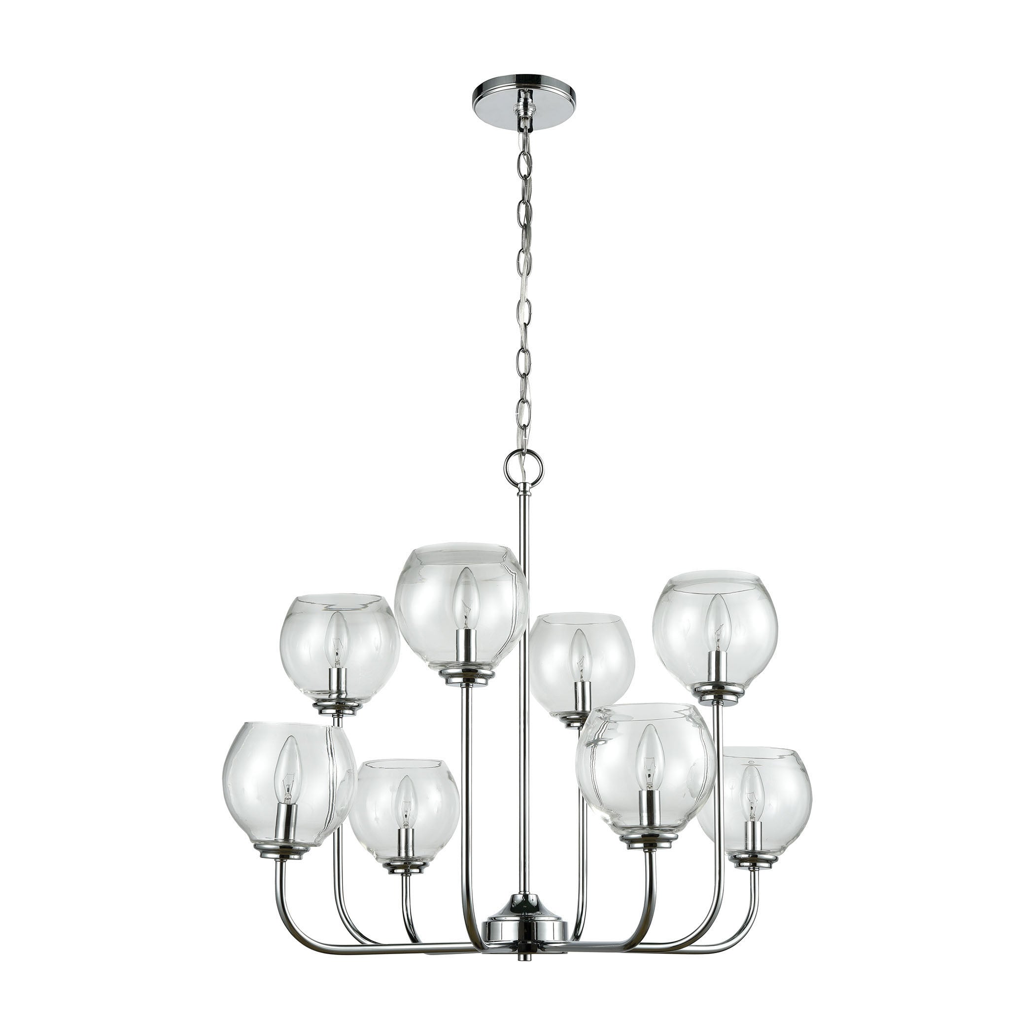 ELK Lighting 81365/4+4 Emory 8-Light Chandelier in Polished Chrome with Clear Blown Glass