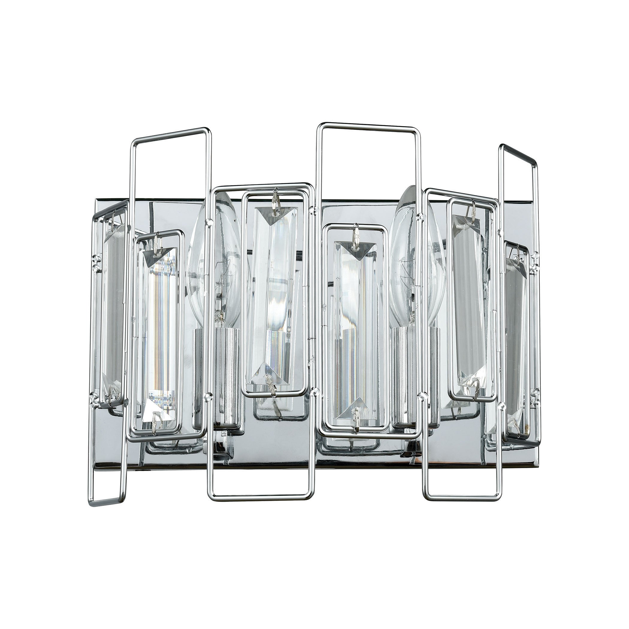 ELK Lighting 81370/2 Crosby 2-Light Vanity Sconce in Polished Chrome with Clear Crystal