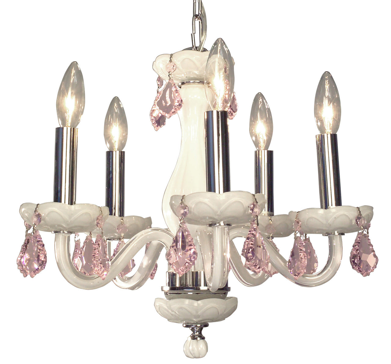 Classic Lighting 82045 WHT PNK Monaco Crystal Chandelier in White (Imported from Spain)