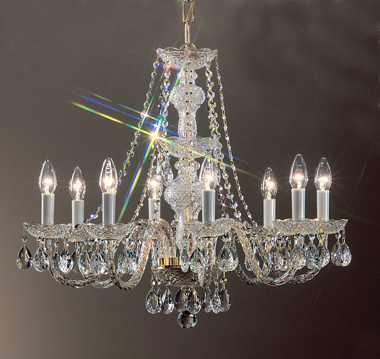 Classic Lighting 8208 GP I Monticello Crystal/Glass Chandelier in Gold