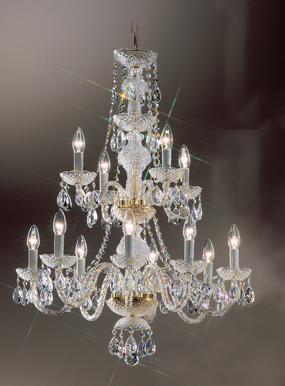 Classic Lighting 8209 GP I Monticello Crystal/Glass Chandelier in Gold