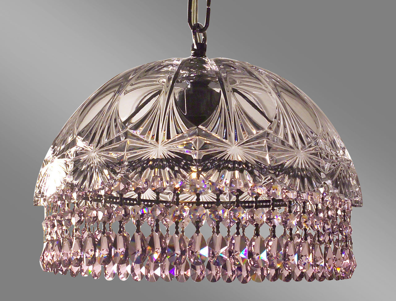 Classic Lighting 8221 CH PNK Prague Crystal/Glass Pendant in Chrome (Imported from Spain)