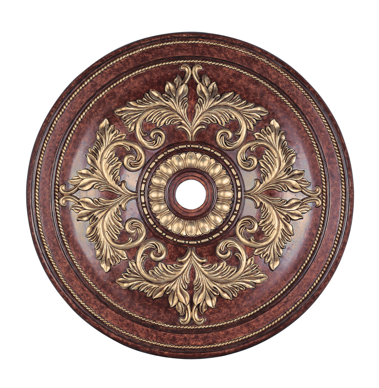 LIVEX Lighting 8228-63 Ceiling Medallion in Verona Bronze with Aged Gold Leaf Accents