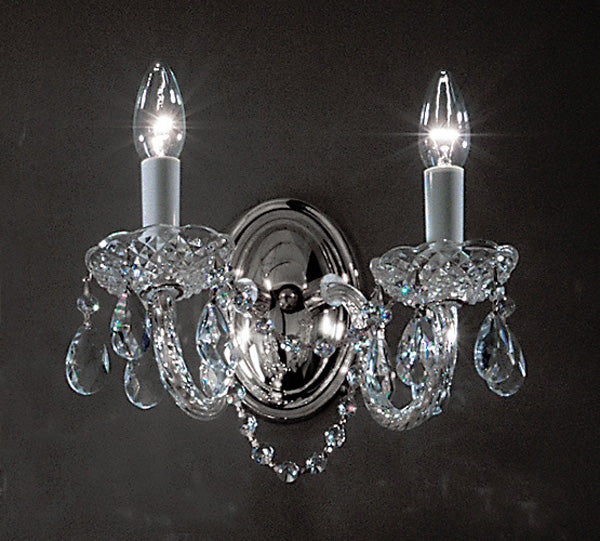 Classic Lighting 8252 CH S Monticello Crystal/Glass Wall Sconce in Chrome