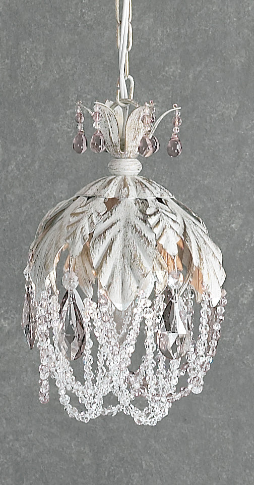 Classic Lighting 8331 AW PAT Petite Fleur Crystal Pendant in Antique White