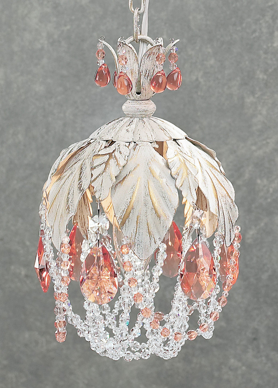 Classic Lighting 8331 AW PRO Petite Fleur Crystal Pendant in Antique White