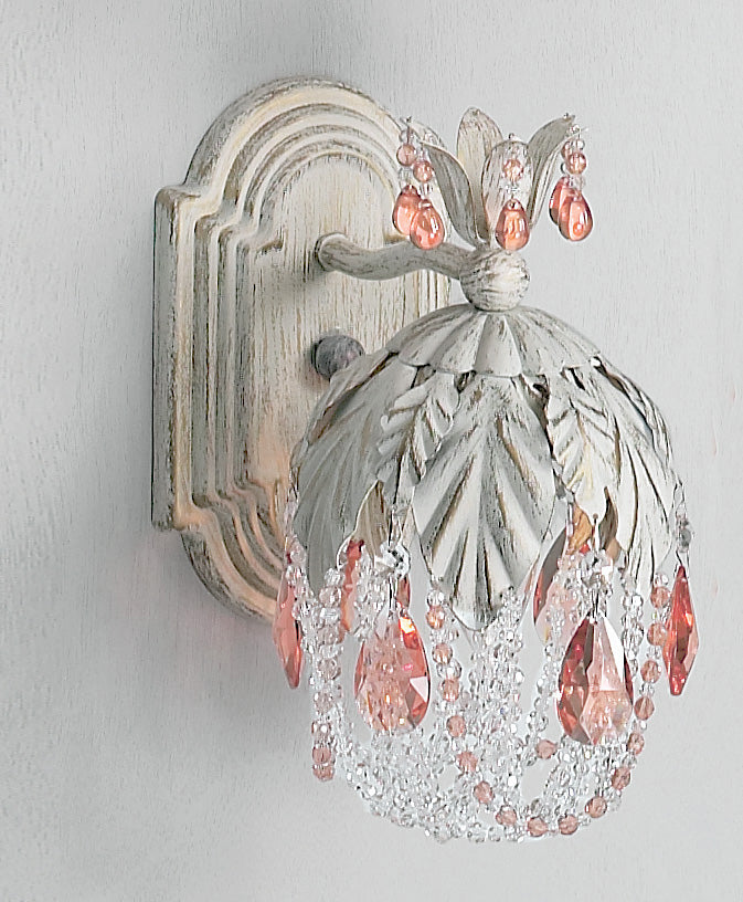 Classic Lighting 8332 AW PAT Petite Fleur Crystal Wall Sconce in Antique White