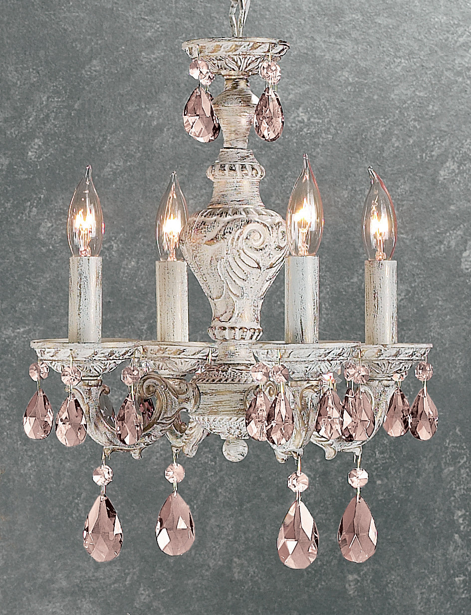 Classic Lighting 8334 AW PAT Gabrielle Crystal Mini Chandelier in Antique White