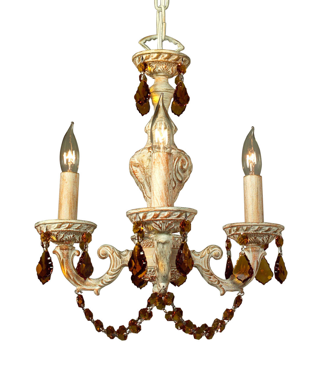 Classic Lighting 8335 AMB AM Gabrielle Crystal Mini Chandelier in Amber/Antique White