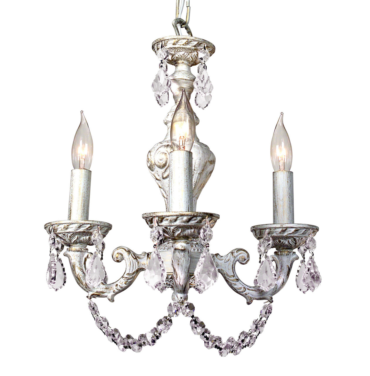 Classic Lighting 8335 AW CP Gabrielle Crystal Mini Chandelier in Antique White