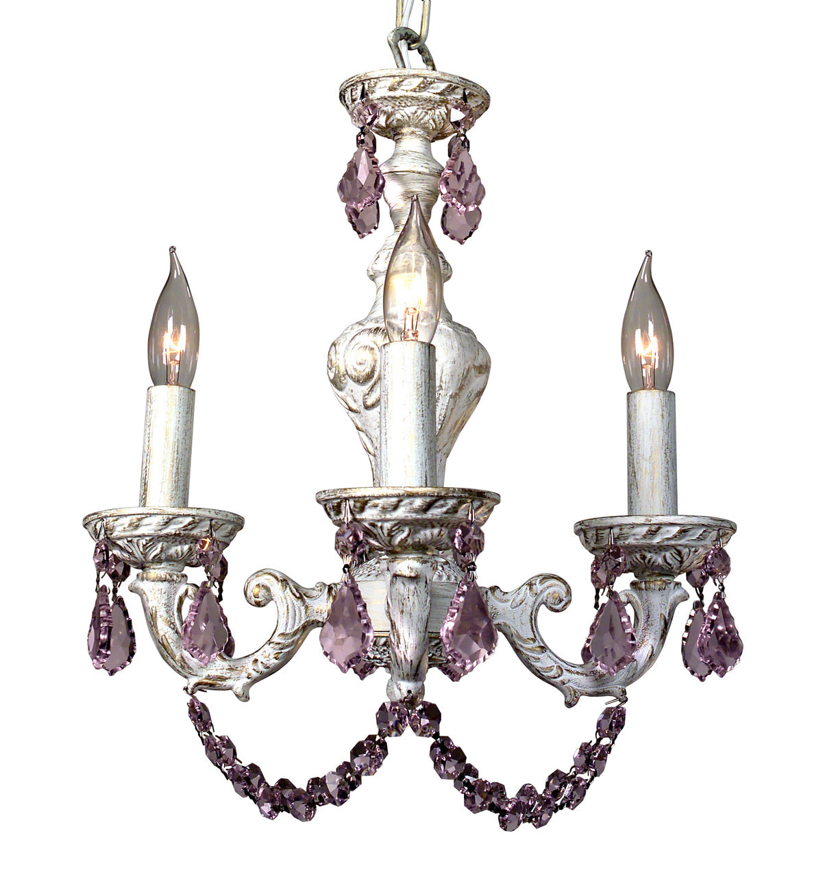 Classic Lighting 8335 AW PNK Gabrielle Crystal Mini Chandelier in Antique White
