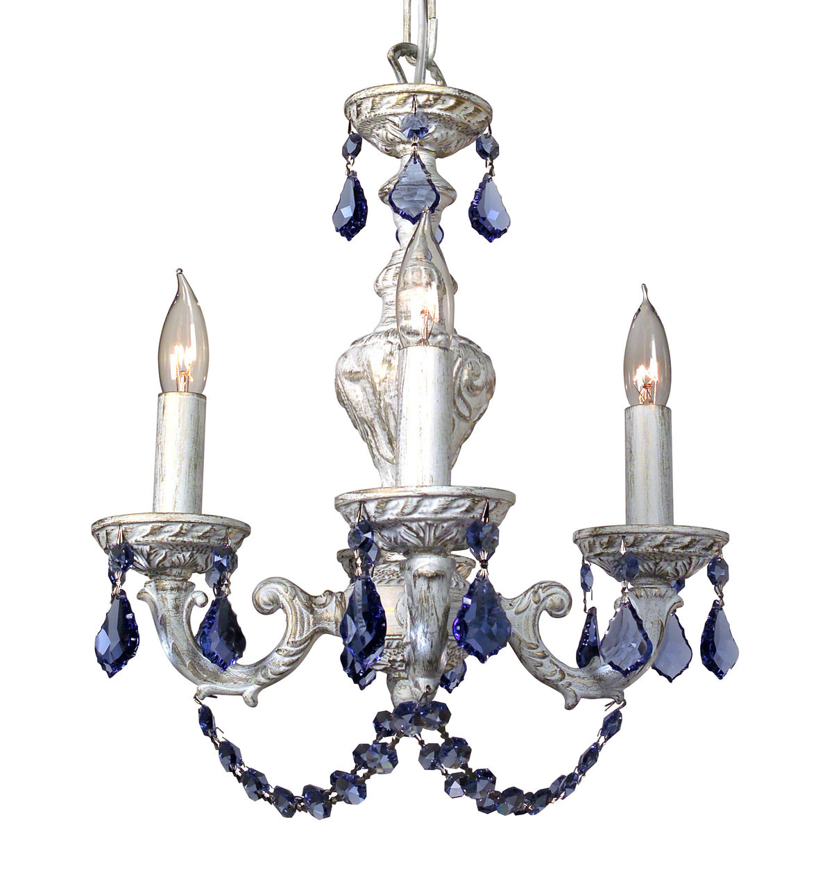 Classic Lighting 8335 AW SMK Gabrielle Crystal Mini Chandelier in Antique White