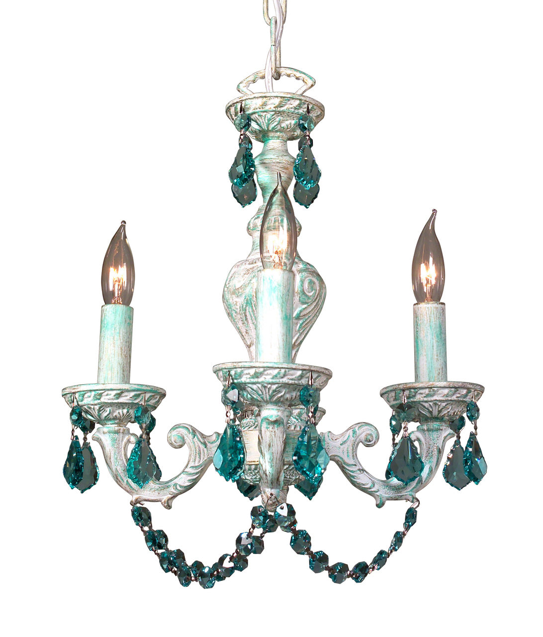 Classic Lighting 8335 GRN AG Gabrielle Crystal Mini Chandelier in Green/Antique White