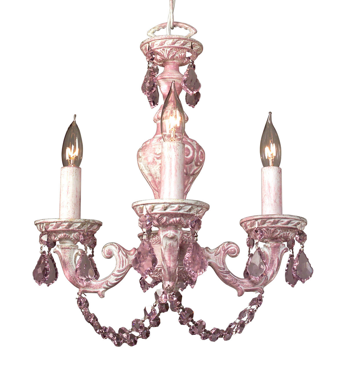 Classic Lighting 8335 PINK PNK Gabrielle Crystal Mini Chandelier in Pink/Antique White