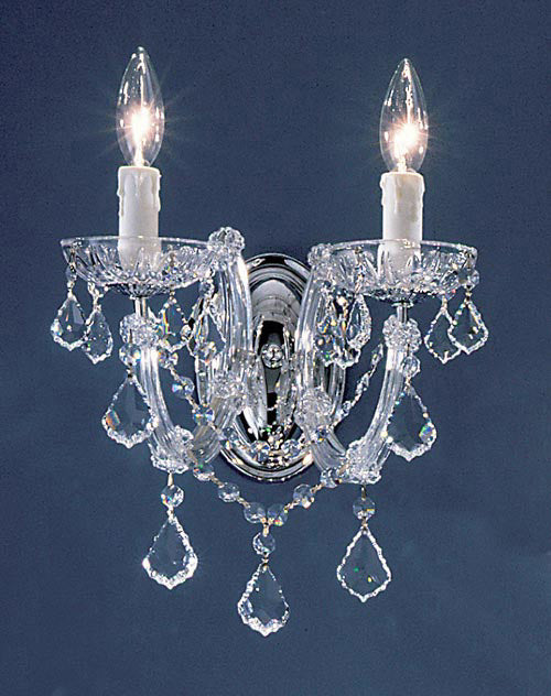 Classic Lighting 8342 CH CBK Rialto Traditional Crystal Wall Sconce in Chrome