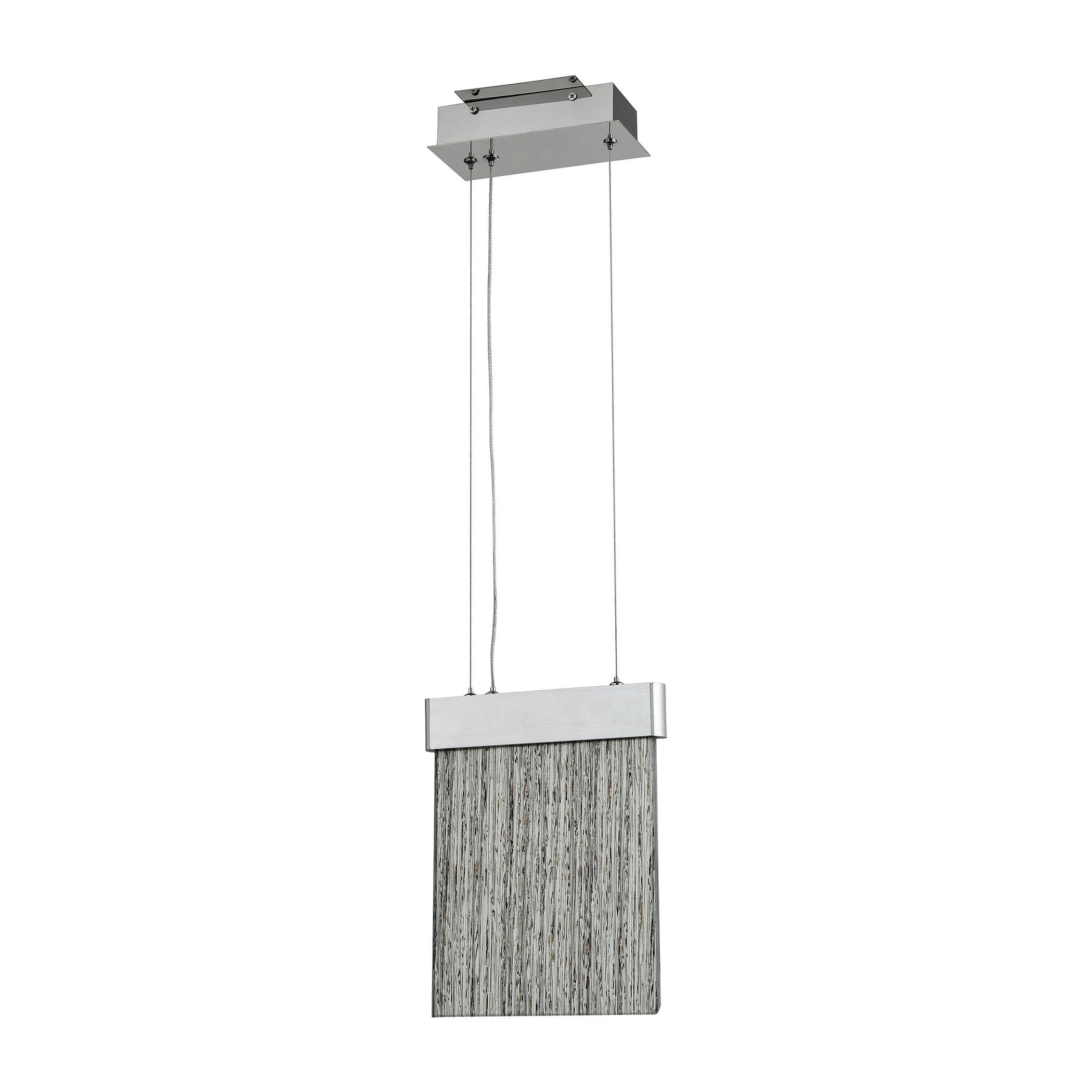 ELK Lighting 85111/LED Meadowland 1-Light Mini Pendant in Satin Aluminum and Chrome with Textured Glass - Integrated LED