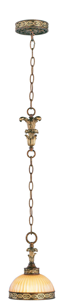 LIVEX Lighting 8520-64 Seville Mini Pendant in Palacial Bronze with Gilded Accents (1 Light)