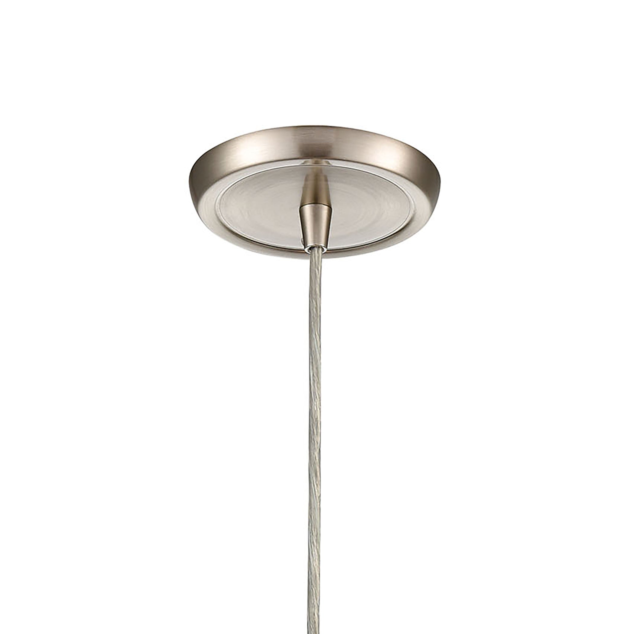ELK Lighting 85214/1 Cirrus 1-Light Mini Pendant in Satin Nickel with Opal White and Clear Glass