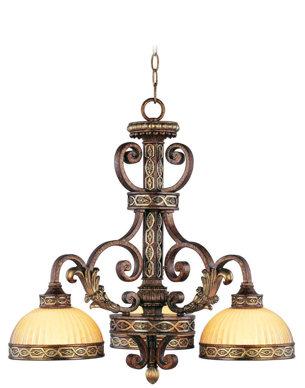 LIVEX Lighting 8523-64 Seville Chandelier in Palacial Bronze with Gilded Accents (3 Light)
