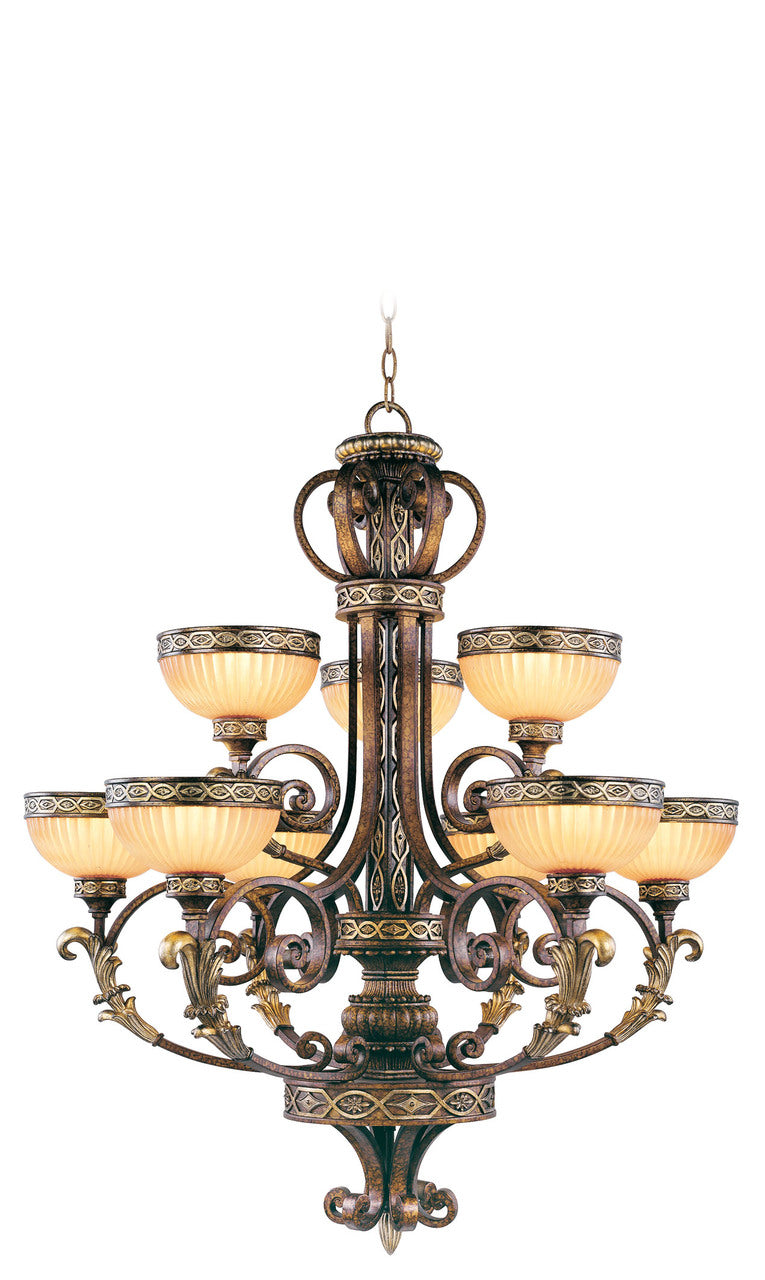 LIVEX Lighting 8529-64 Seville Chandelier in Palacial Bronze with Gilded Accents (9 Light)