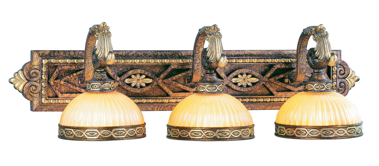 LIVEX Lighting 8533-64 Seville Bath Light in Palacial Bronze with Gilded Accents (3 Light)
