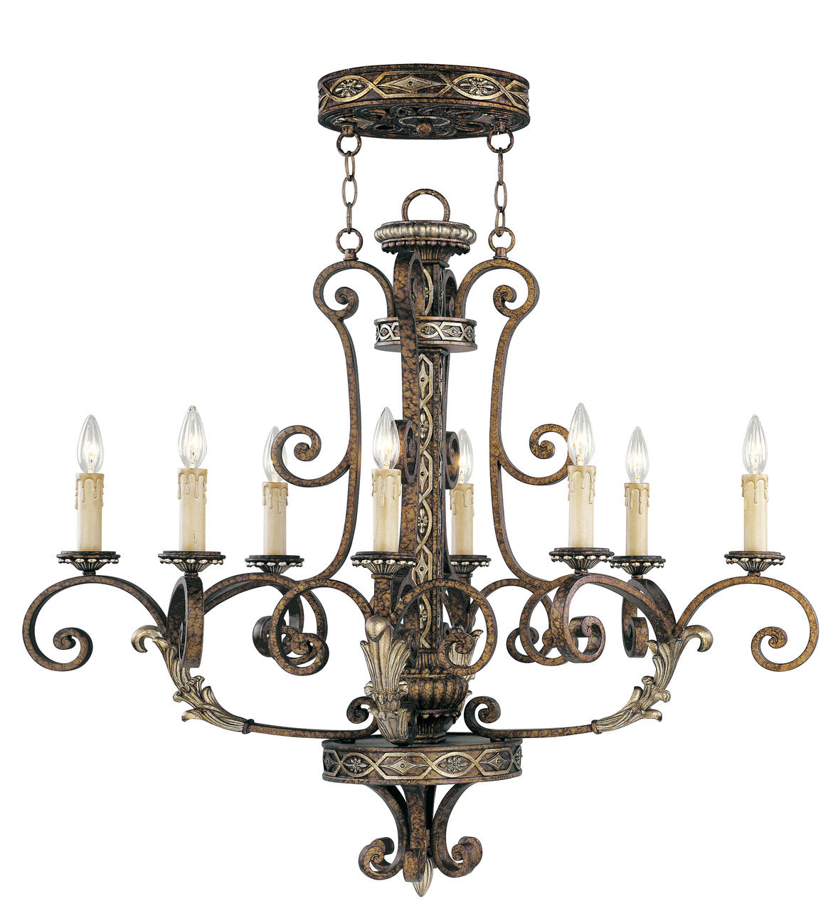 LIVEX Lighting 8538-64 Seville Oval Chandelier in Palacial Bronze with Gilded Accents (8 Light)