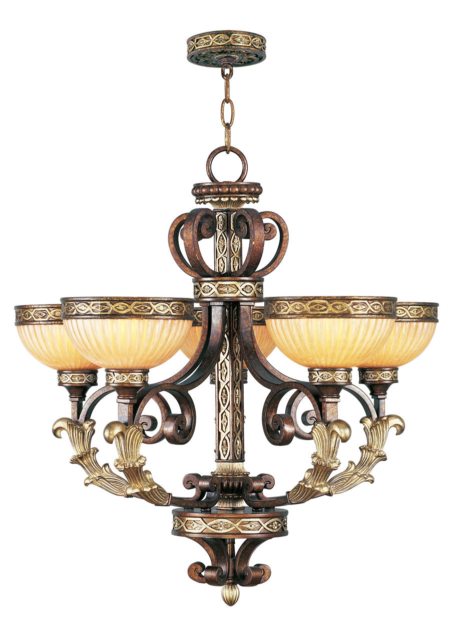 LIVEX Lighting 8545-64 Seville Chandelier in Palacial Bronze with Gilded Accents (5 Light)