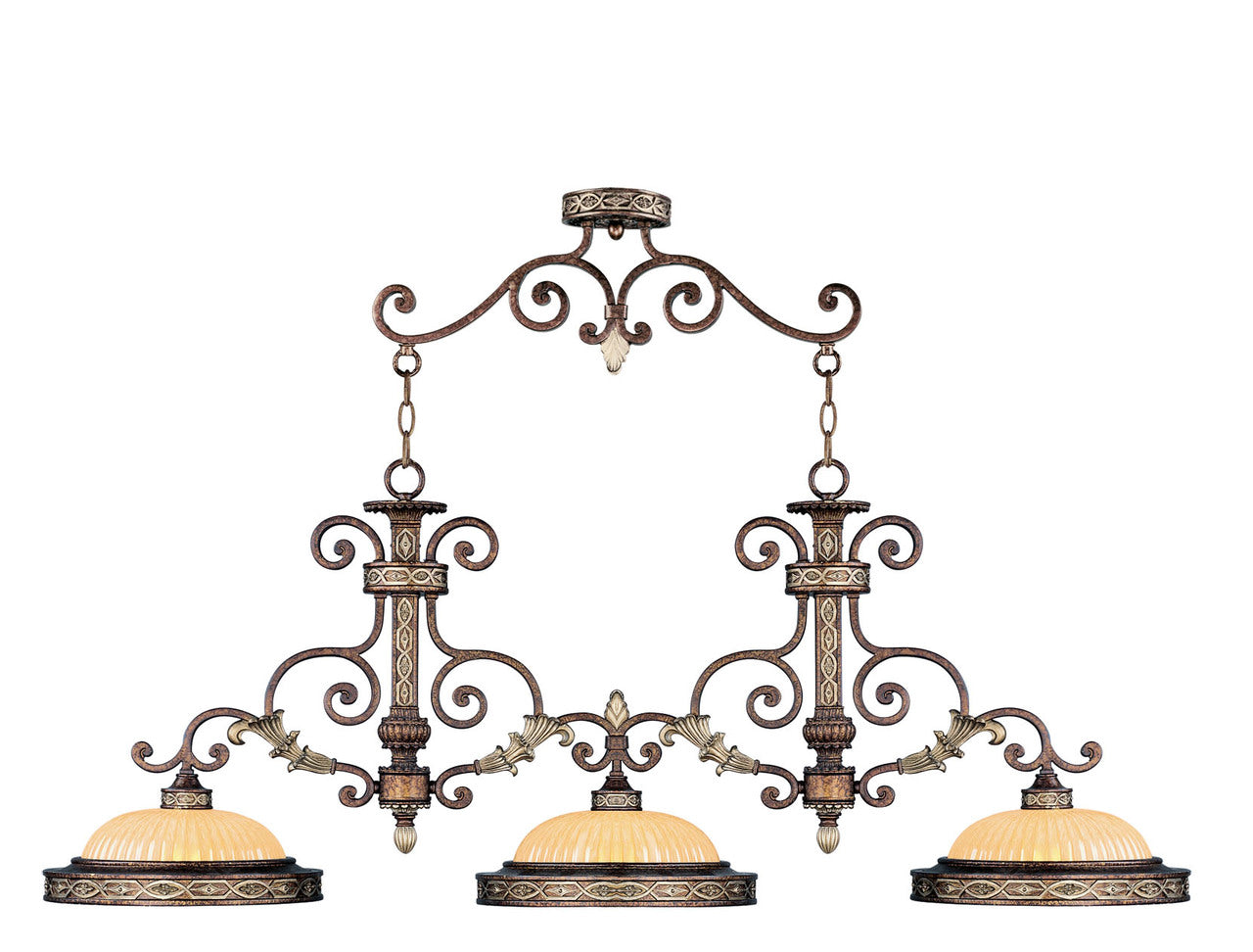 LIVEX Lighting 8546-64 Seville Island Light in Palacial Bronze with Gilded Accents (3 Light)