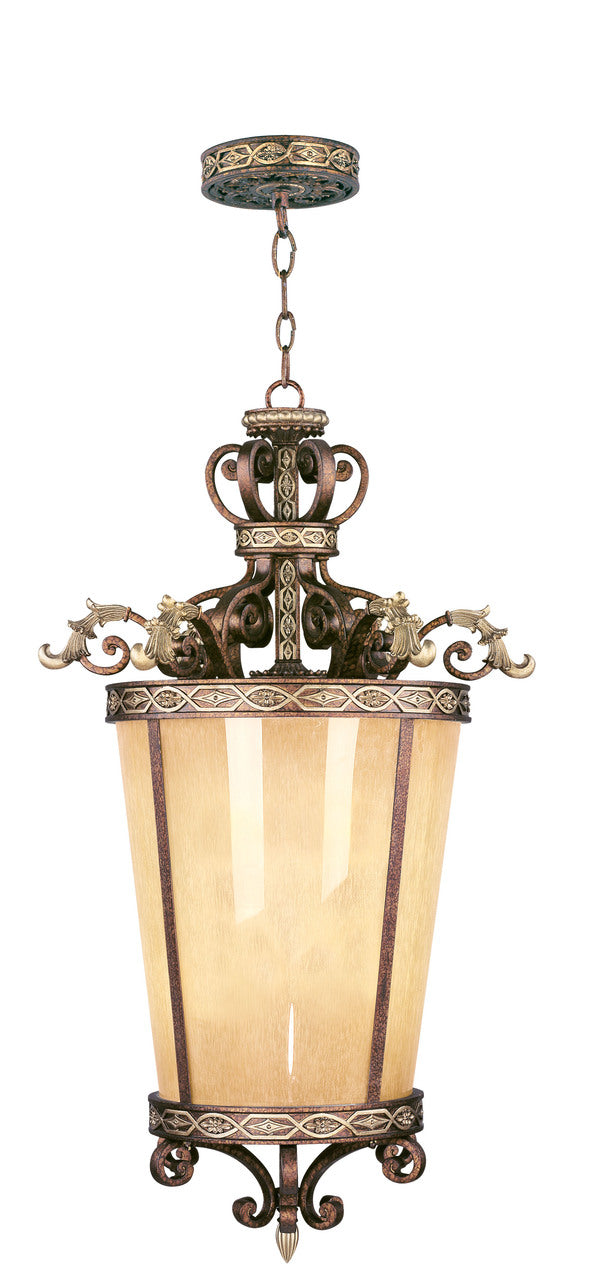 LIVEX Lighting 8549-64 Seville Foyer Light in Palacial Bronze with Gilded Accents (6 Light)