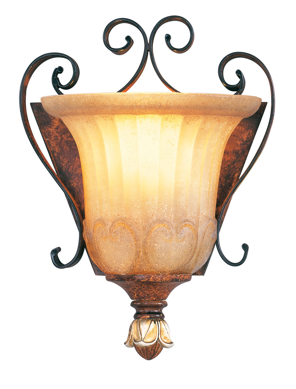 LIVEX Lighting 8560-63 Villa Verona Wall Sconce in Verona Bronze with Aged Gold Leaf Accents (1 Light)