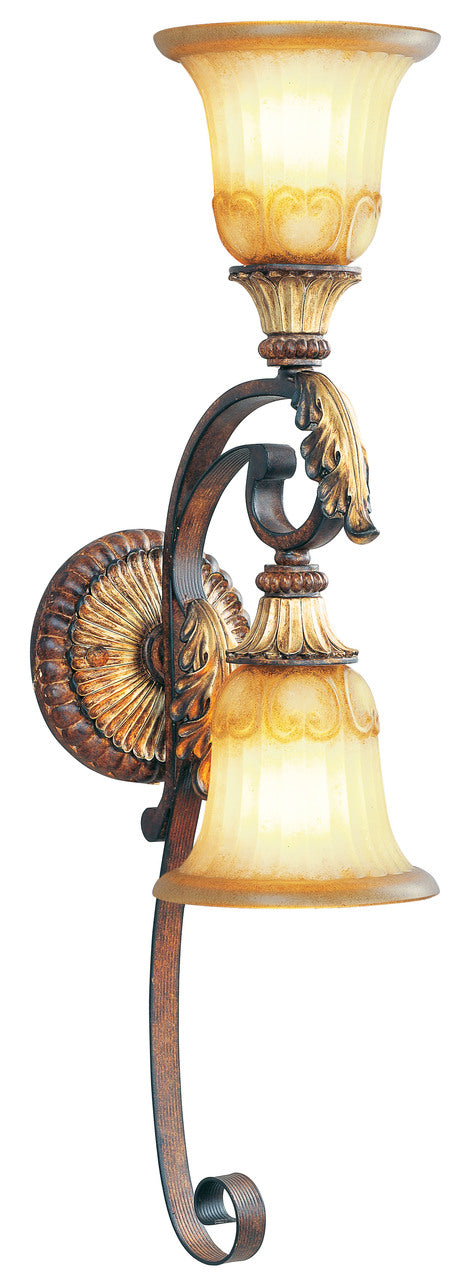LIVEX Lighting 8572-63 Villa Verona Wall Sconce in Verona Bronze with Aged Gold Leaf Accents (2 Light)