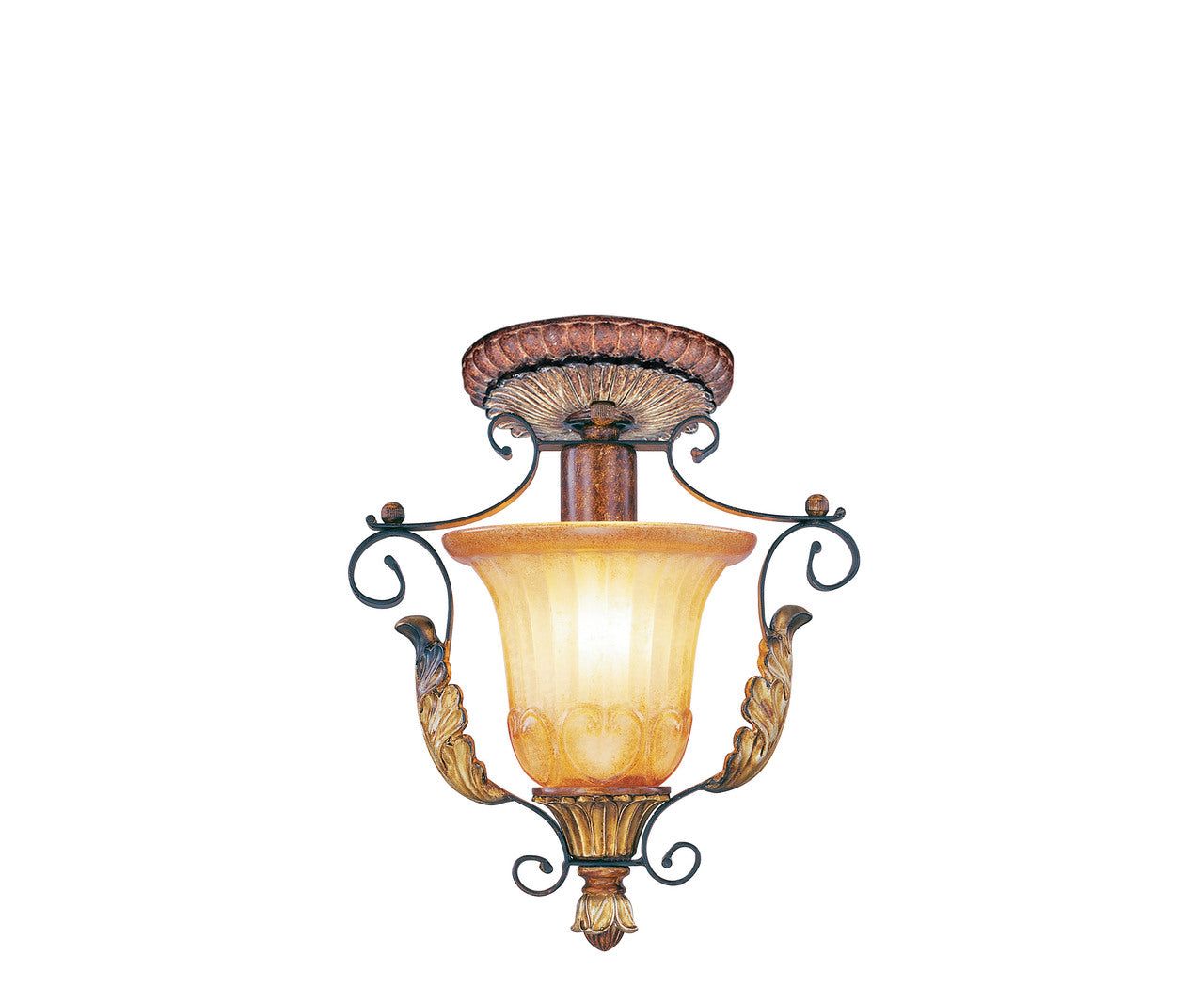 LIVEX Lighting 8578-63 Villa Verona Flushmount in Verona Bronze with Aged Gold Leaf Accents (1 Light)