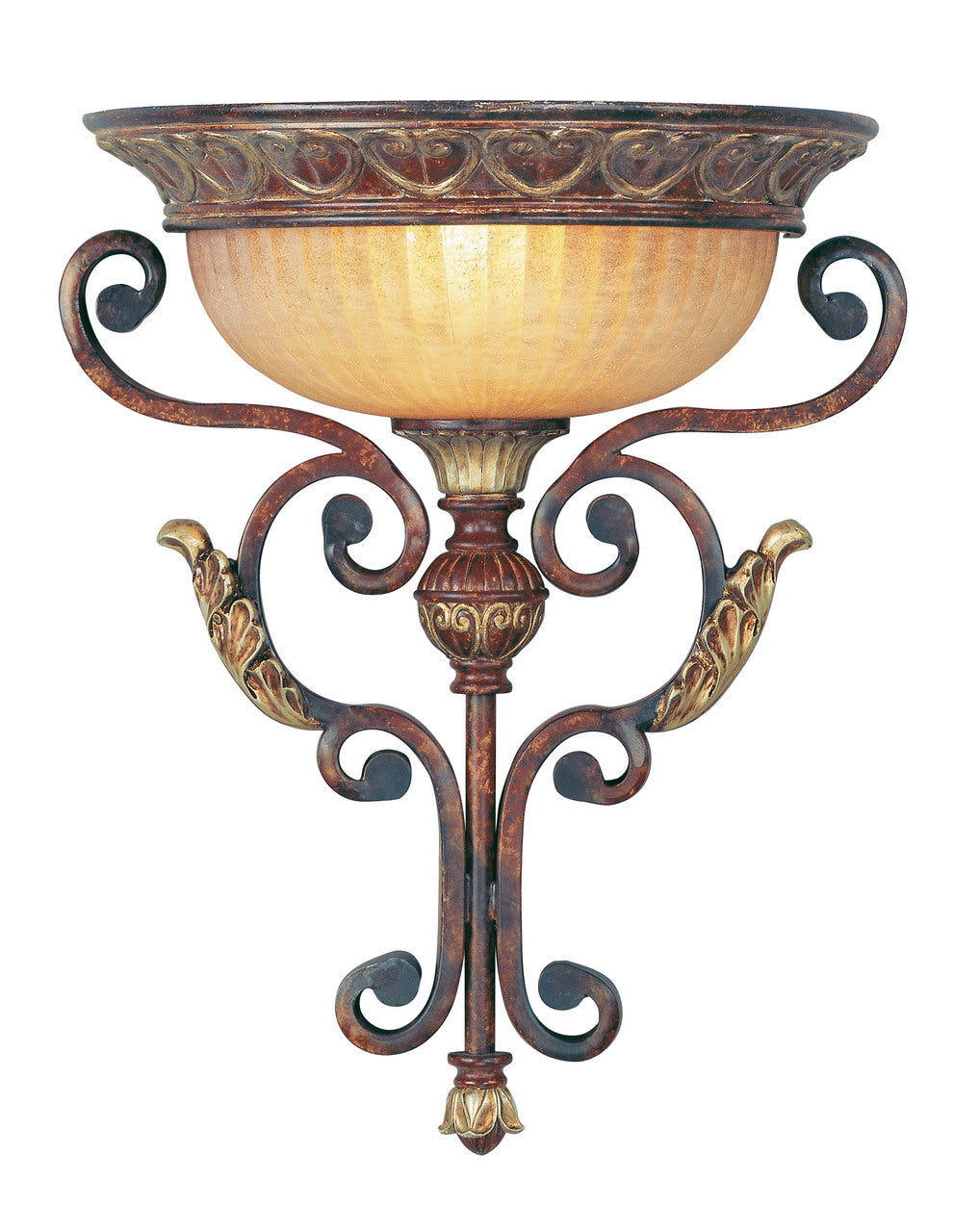 LIVEX Lighting 8580-63 Villa Verona Wall Sconce in Verona Bronze with Aged Gold Leaf Accents (1 Light)