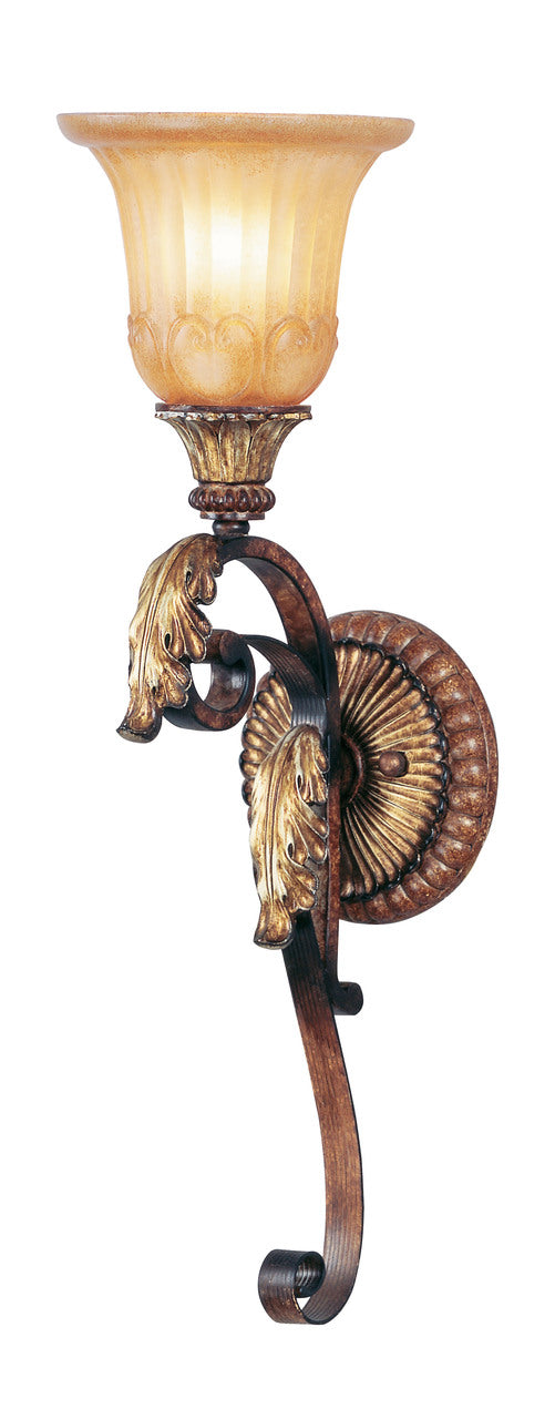 LIVEX Lighting 8581-63 Villa Verona Wall Sconce in Verona Bronze with Aged Gold Leaf Accents (1 Light)