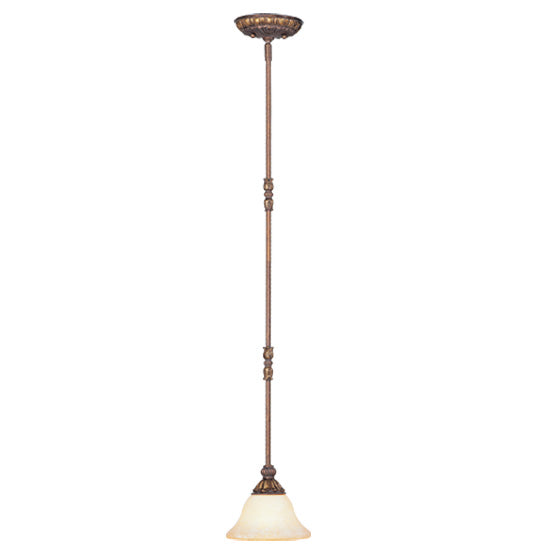 LIVEX Lighting 8610-30 Sovereign Mini Pendant in Crackled Greek Bronze with Aged Gold Accents (1 Light)