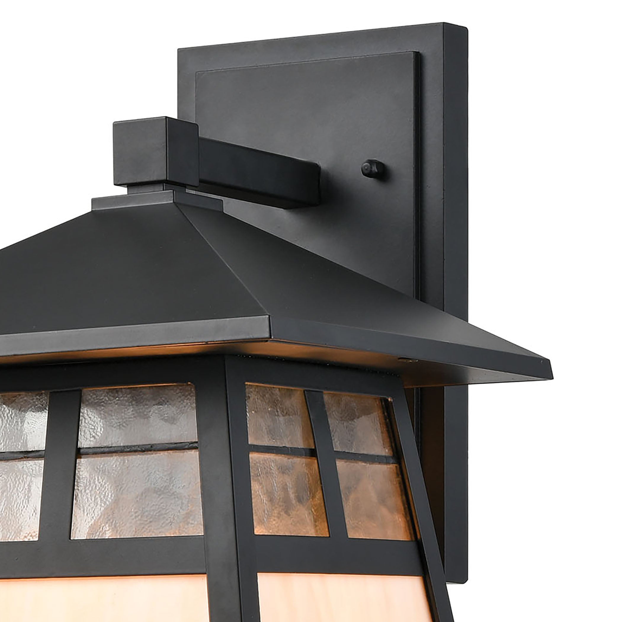 ELK Lighting 87051/1 Cottage 1-Light Sconce in Matte Black with Antique White Art Glass and Clear Textured Glass