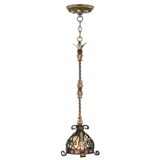 LIVEX Lighting 8840-64 Pomplano Mini Pendant in Palacial Bronze with Gilded Accents (1 Light)