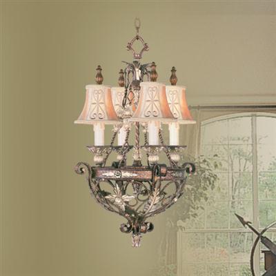 LIVEX Lighting 8844-64 Pomplano Chandelier in Palacial Bronze with Gilded Accents (4 Light)
